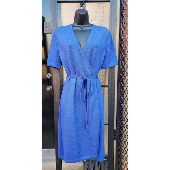 Vintage St. John Knits Royal Blue Wrap Dress - Etsy