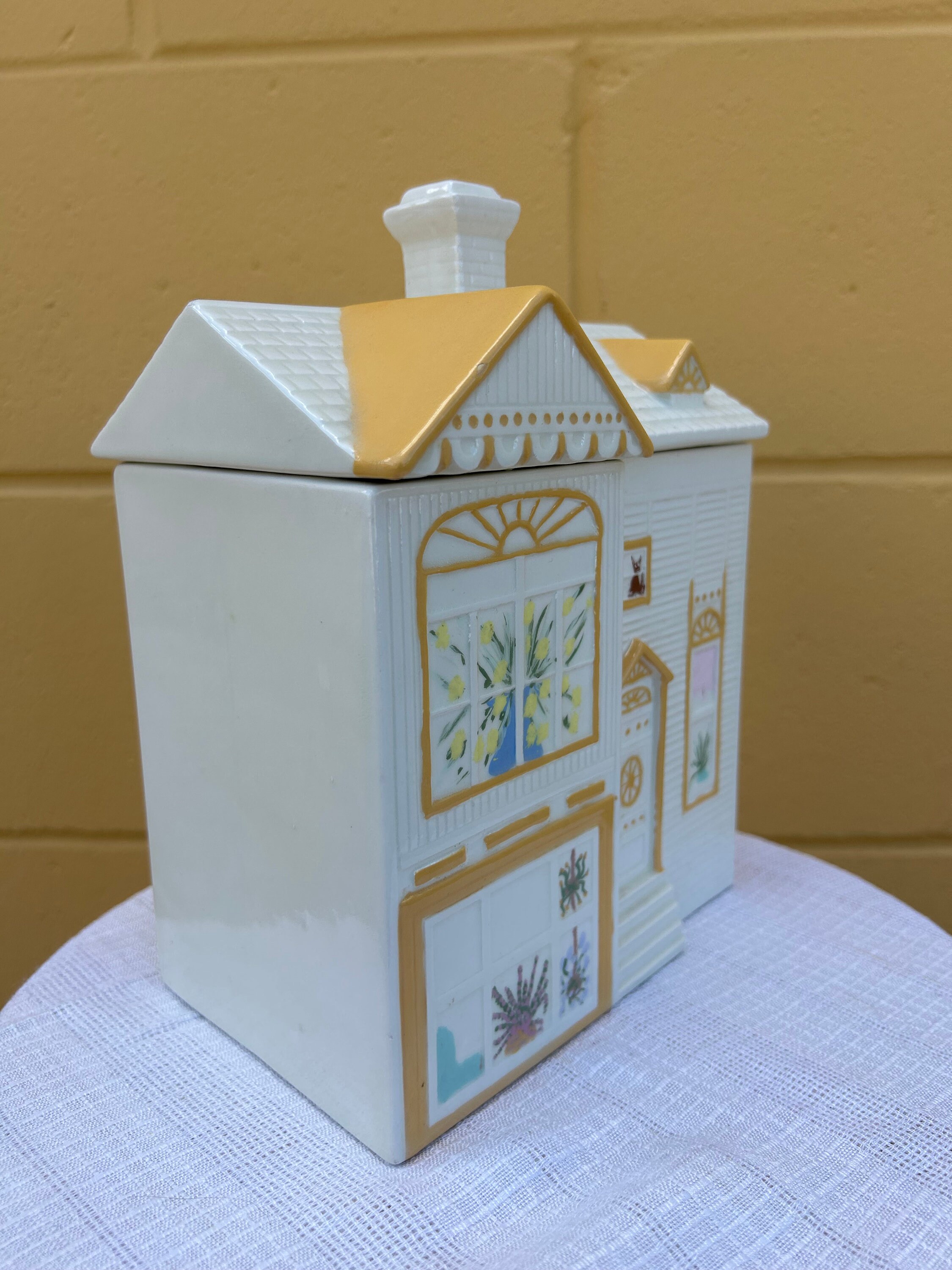Vintage Ceramic House Cookie Jar Funky Cute Etsy