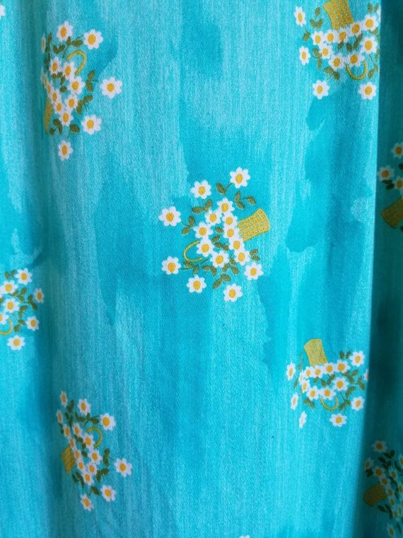 Vintage Handmade 70s halter maxi dress teal flora… - image 3