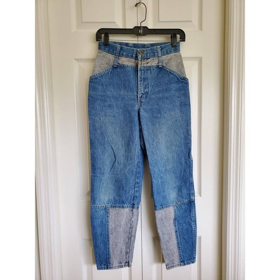 Vintage CHIC High Waisted 2 tone denim jeans or c… - image 1