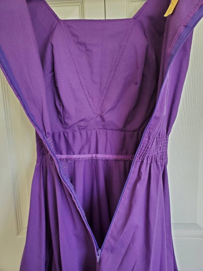 Vintage 50s rockabilly square dancing swing dancing purple dress ruffled swing dress image 6