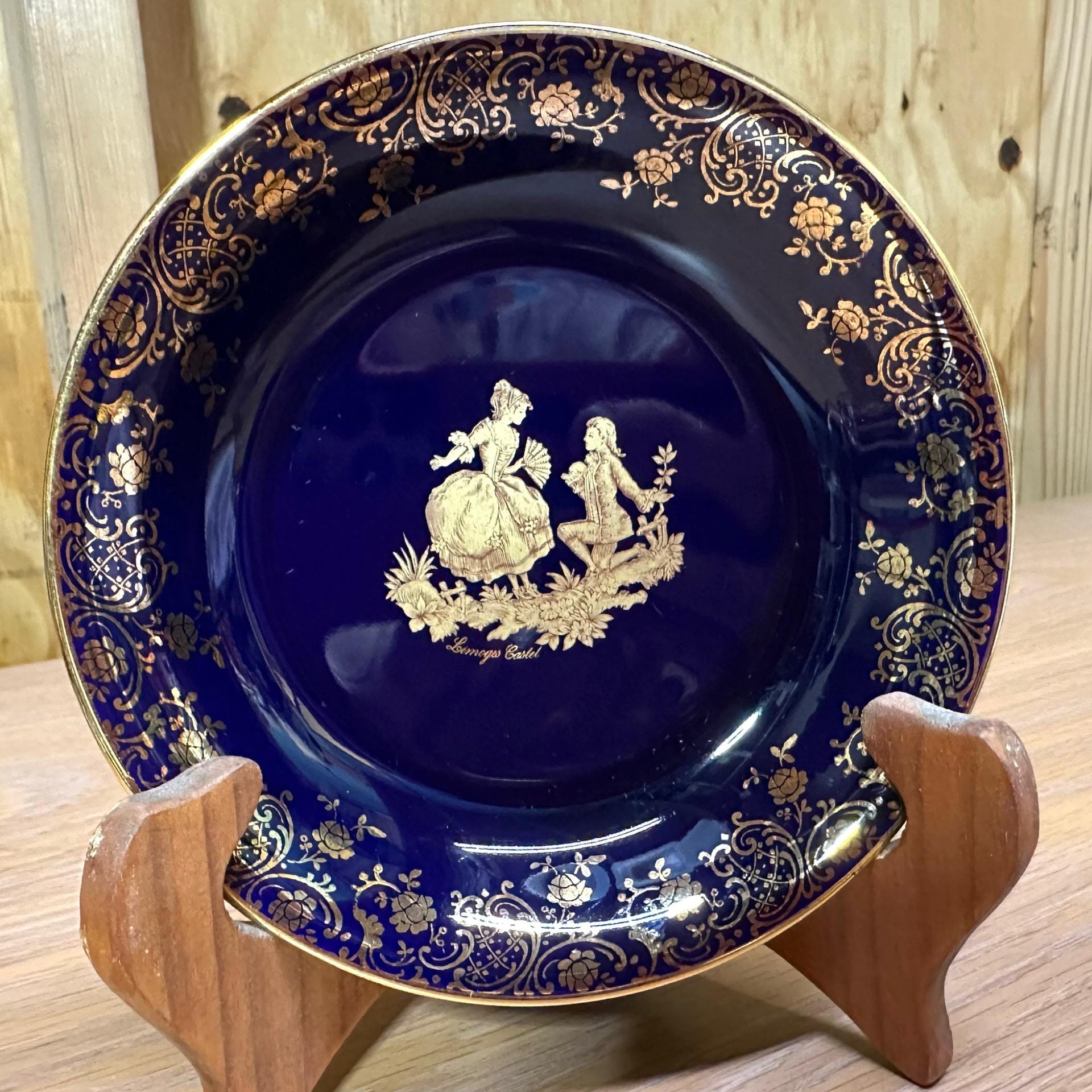 Limoges Blue and Gold Plates - Etsy