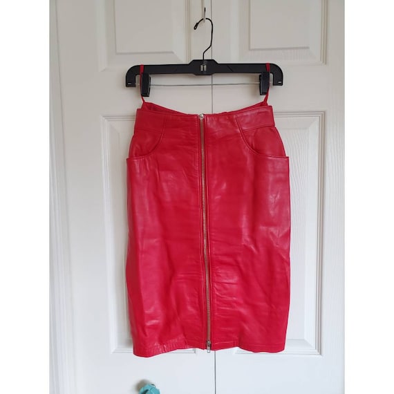 Beautiful Vintage 80s Michael Hoban Red Leather Z… - image 1