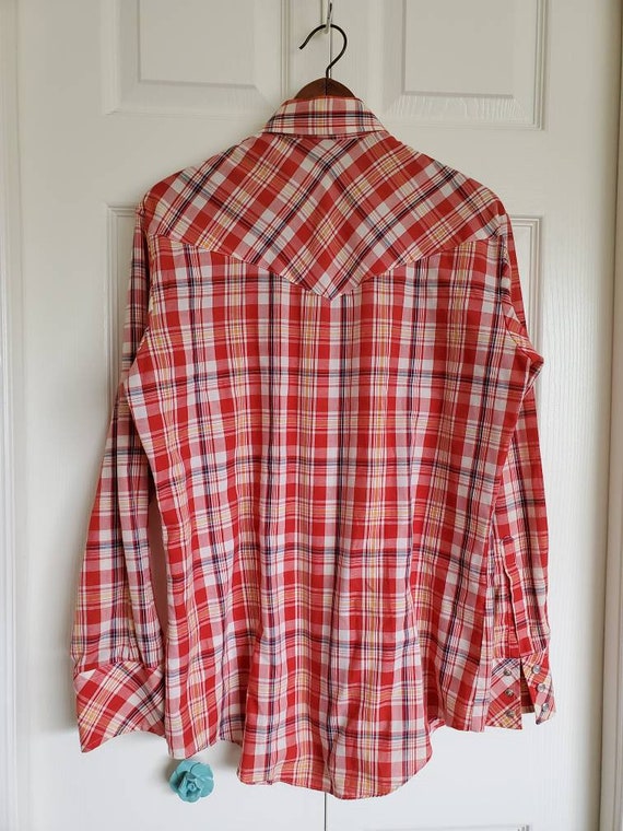 Vintage 70s 80s men's western plaid pearl snap sh… - image 4