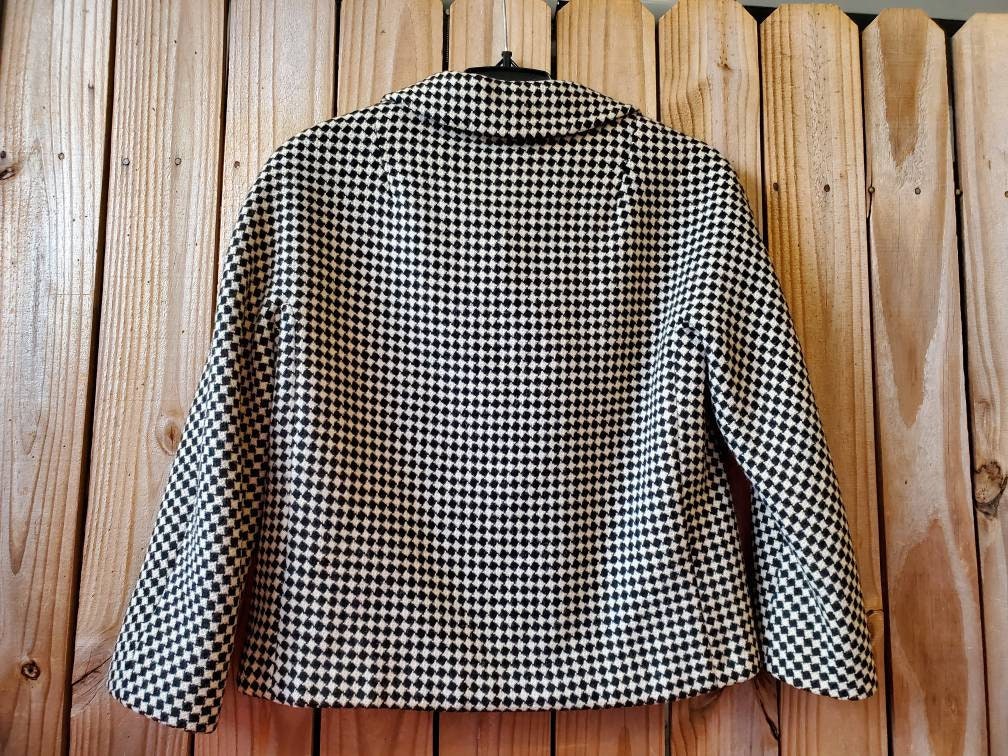 Vintage 50s Black and White Diamond Pattern Jacket Mad Men - Etsy