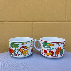 Vintage Soup Bowls with Handles, Mugs, Cups, Made in Japan