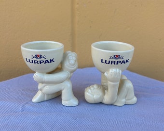 Rare Vintage Lurpak Butter Advertisement Eggcups, Set of Two, MCM