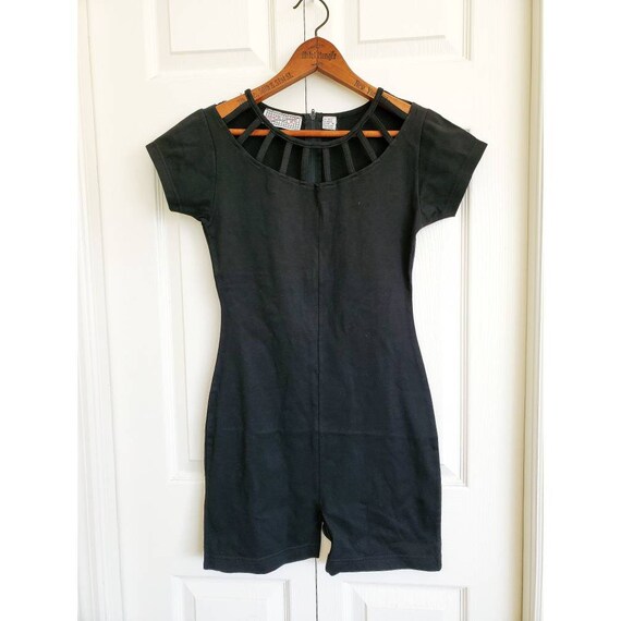 black biker short romper