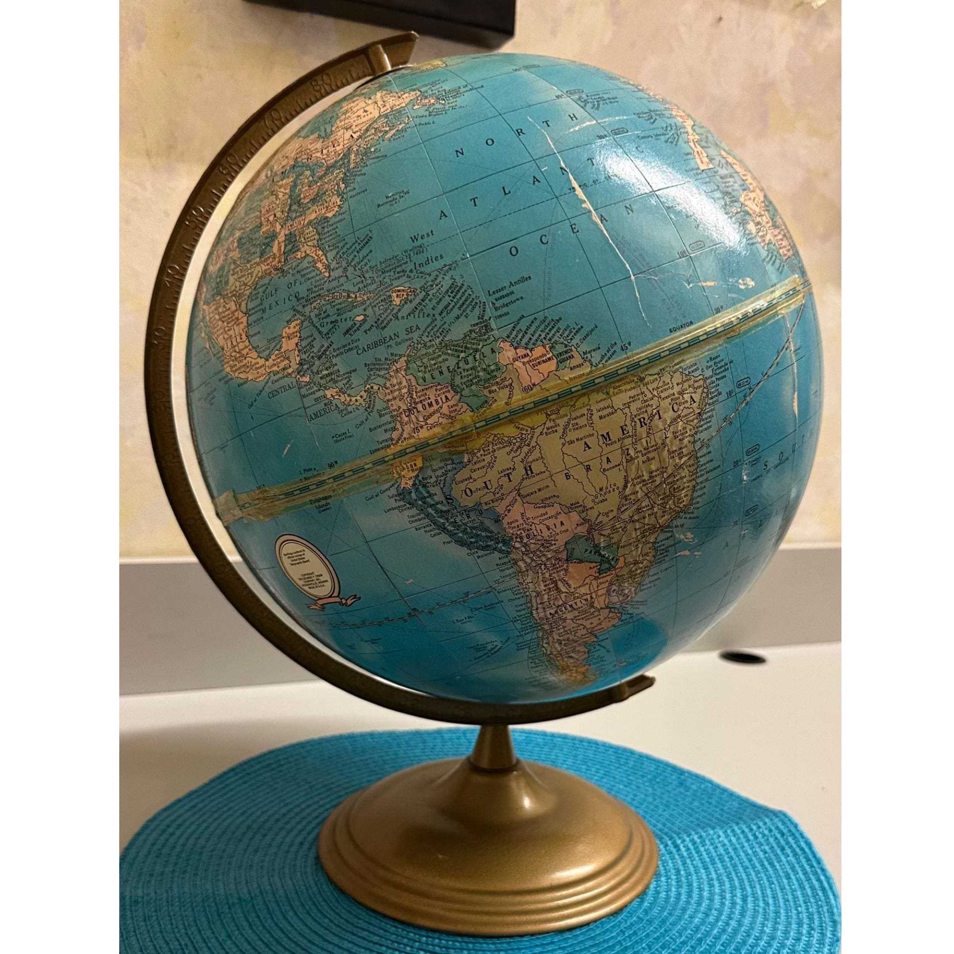 USA製GEORGE. F. CRAM社/THE CLASSICA/地球儀 照明 Vintage George F. Cram Company Classica World Globe Lighted