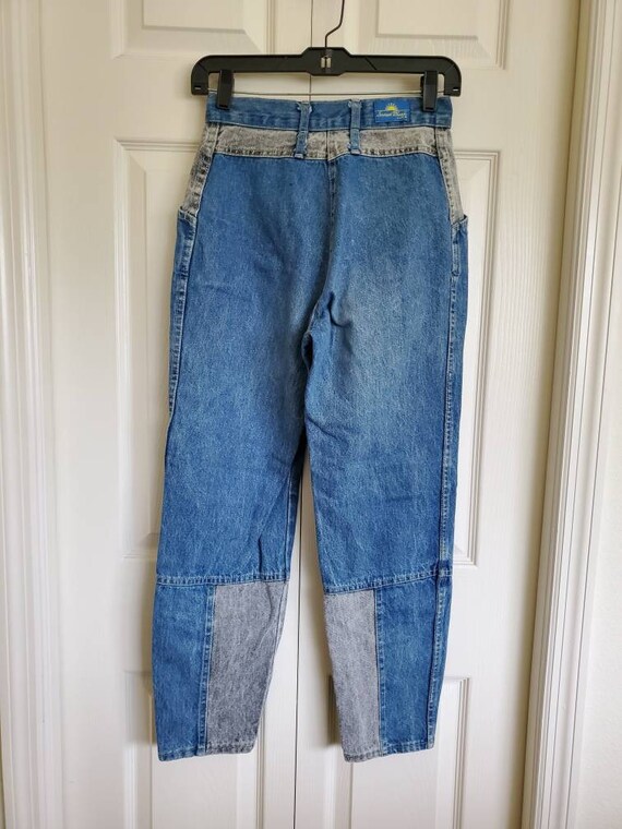 Vintage CHIC High Waisted 2 tone denim jeans or c… - image 5