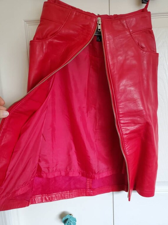 Beautiful Vintage 80s Michael Hoban Red Leather Z… - image 3