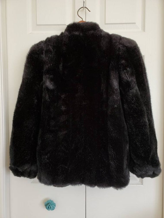 80s vintage sasson black faux fur jacket xsmall - image 2
