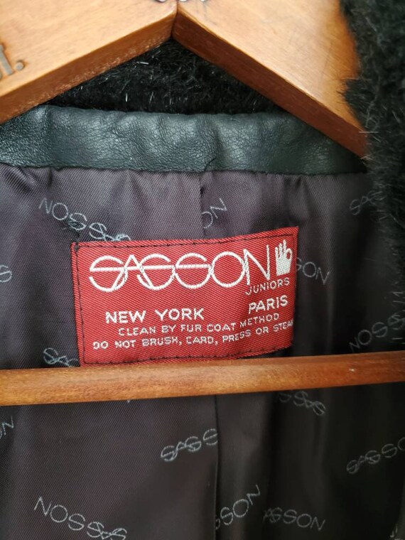 80s vintage sasson black faux fur jacket xsmall - image 3