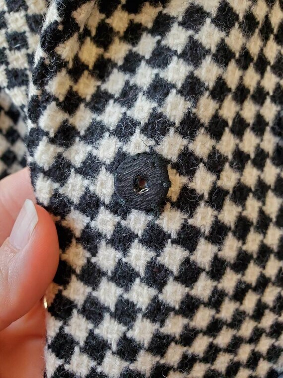 Vintage 50s black and white diamond pattern jacket- m… - Gem