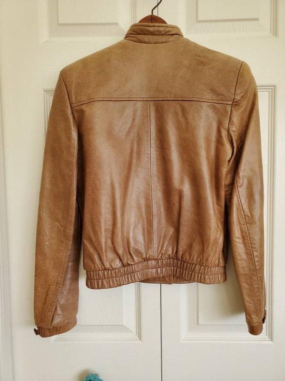 Vintage Taupe 80s leather jacket - image 6