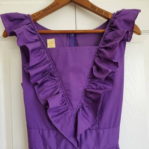 Vintage 50s rockabilly square dancing swing dancing purple dress ruffled swing dress image 3