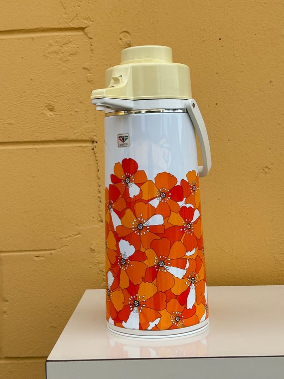 Vintage Dia Diamond Thermos, Hot Cold Drink Storage, 1960s/1970s, Orange  Flowers, Floral, Thermos With Pump 