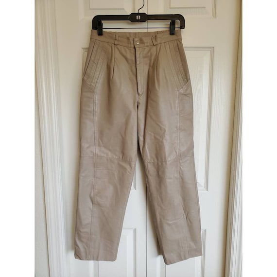 Vintage high rise 80s leather pants- pleated leath