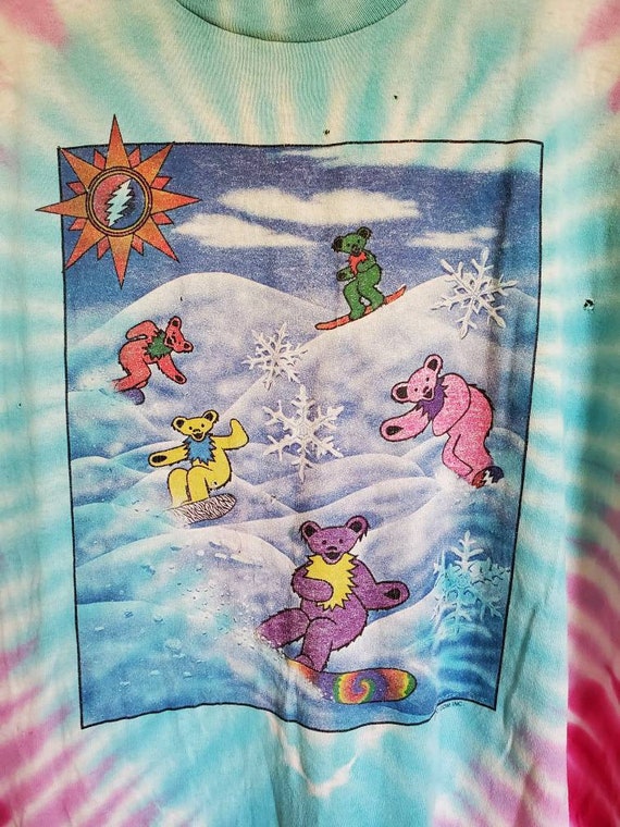 Vintage Grateful Dead Tie Dye Snowboarding Bears … - image 2