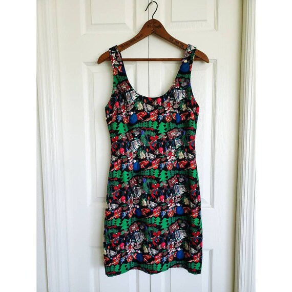 Vintage Nicole Miller 90s silk Christmas print dre