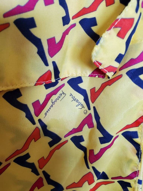 Vintage 80s Yellow Shoe Print Salvatore Ferragamo Raincoat