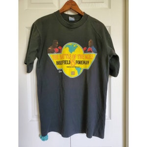 Vintage 1991 boxing holyfield vs foreman battle of the ages tee- 90s boxing t-shirt