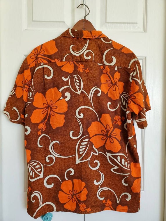 Mid century mens Hawaiian bark cloth shirt- sears… - image 4