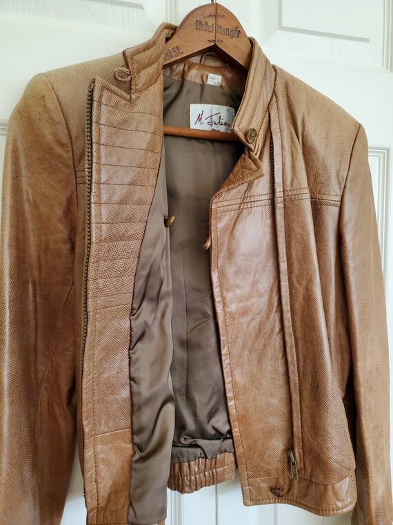 Vintage Taupe 80s leather jacket - image 7