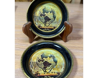 Vintage 1964–65 New York World’s Fair Unisphere 4” Coasters | Set of 2