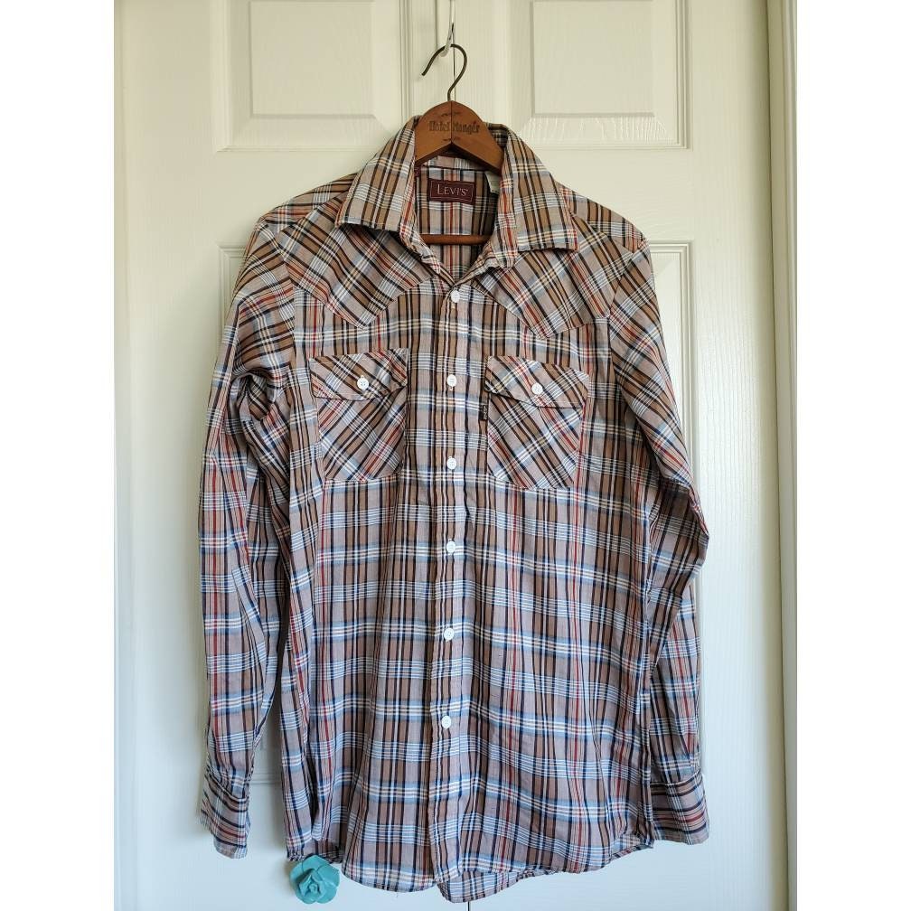 Vintage 70s 80s Levi's Men's Western Plaid Button up Shirt - Etsy Vintage 70s 80s Levi's Men's Western Plaid Button up Shirt - Etsy