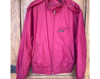 Vintage 80s Members Only Wine Burgandy 1980s Racer Bomber Jacket Size 40 Windbreaker Zip Up