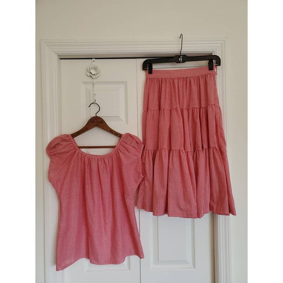 Vintage 2 piece gingham square dancing outfit- twi
