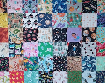 40 cuadrados de tela para colcha I SPY KIDS de 6 1/2", precortados y novedosos para niños, con diferentes bloques de dijes.