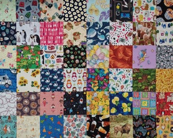 48 cuadrados de tela para acolchado "I SPY KIDS" de 6 pulgadas, precortados novedosos, bloques de tela diferentes para niños.