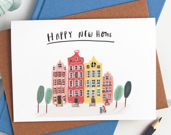 New Home Card - Housewarming card - moving card - Good Luck card - new home greetings card - amsterdam card - first time buyers card