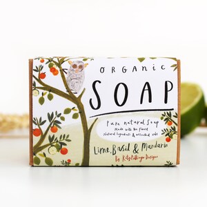 Organic Soap Bar Lime Basil & Mandarin soap gift for her, hand soap birthday gift, natural soap bar, handcrafted artisan soap plastic free image 8