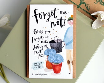 Forget Me Not Seeds illustrated gift - Plant your own flowers seed packet - Quirky Illustrated gifts by Katy Pillinger, Grow your own flower