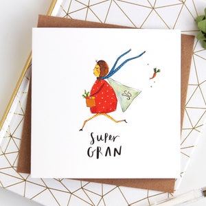 Super Gran Grußkarte für Uromas - beste Oma Grußkarte, Dankeskarte für Omas, Katy Pillinger Designs
