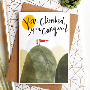 You Did It Gratulation Well Done Karte - You Climed, You Conquered Card - Bergsteiger Karte - Fun Achievement Card für Sie und Ihn