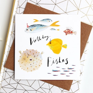 Geburtstag Fische Lustige Geburtstagskarte - Wortspiel Geburtstagskarte - Alles Gute zum Geburtstagkarte für Ihn - Geburtstagskarte für Sie - Lustige Geburtstagskarte, Kugelfisch
