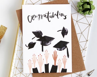 Quirky graduation illustrated card- congratulations card - Well done card - passed your exams card - degree card - phd card - Graduation