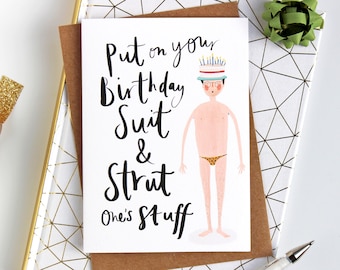 Funny Birthday card, card for him, birthday card, card for dads, husband Birthday card  Birthday card for men - quirky birthday card - cake