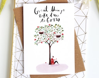 Illustrated Encouragement Motivational Card -  You can do it card, Katy Pillinger Designs