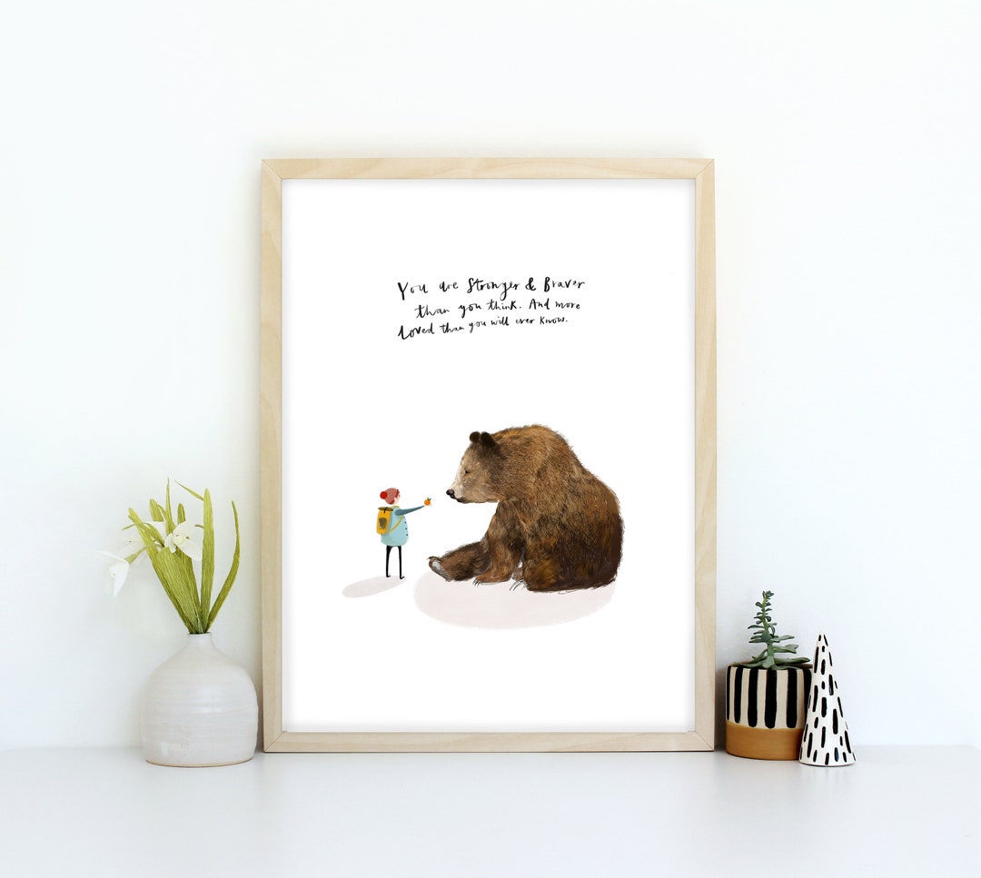 Strong and Brave Inspirational Art Print Motivational Wall Art