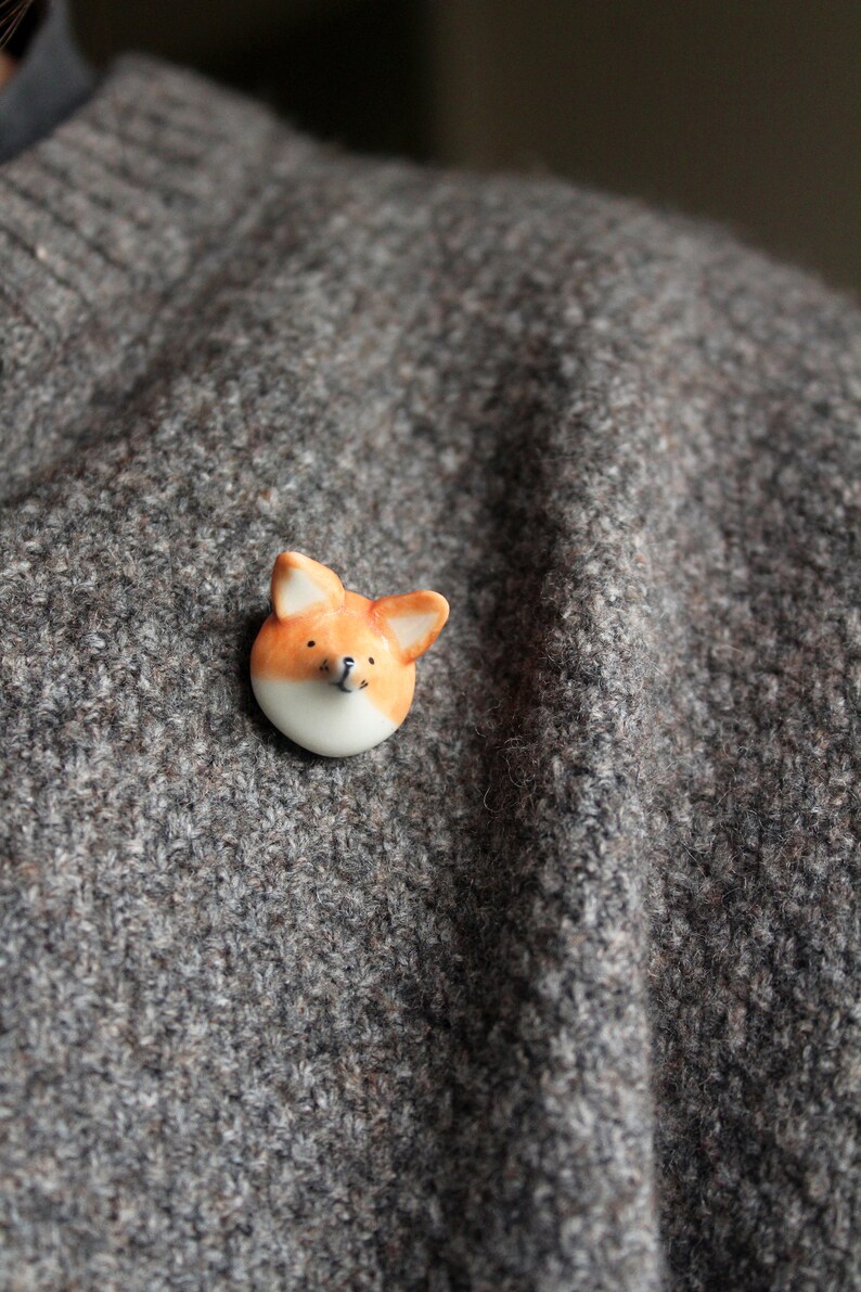 Handmade ceramic Fox Pin by Katy Pillinger Designs, UK. image 6