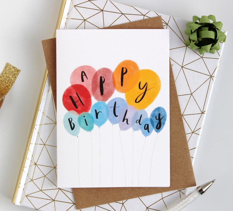 Balloons Happy Birthday Card Birthday Card for Any Age - Etsy