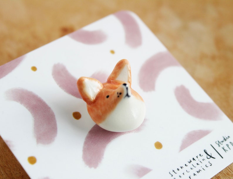 Handmade ceramic Fox Pin by Katy Pillinger Designs, UK. image 2