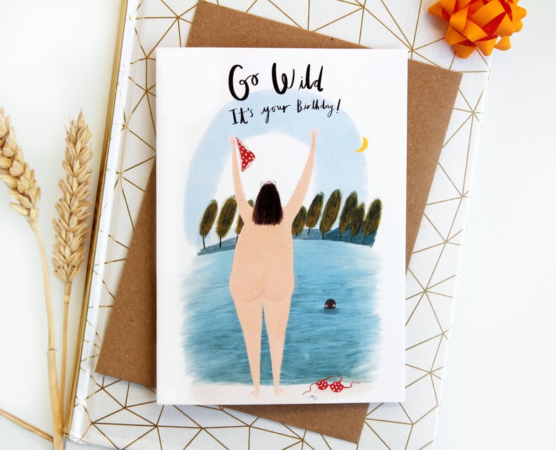 Happy Birthday Card for her Wild Swimmer Funny Birthday Etsy