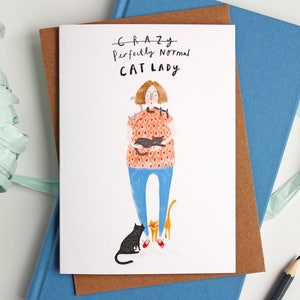 Funny cat card crazy cat lady card cat card birthday card just because card crazy cat lady Greetings Card for all occasions fun image 3