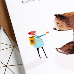 Carte d'amour illustrée Strong & Brave - Carte de pensée pour vous, Carte de rétablissement, Carte d'amour, Carte d'amitié motivante, Grizzly image 4